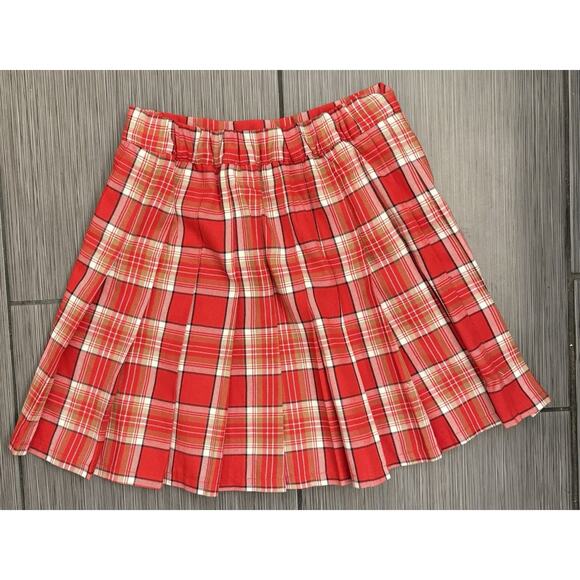 Aerie Class Act Red Plaid Pleated Mini Skirt Size XS Academia School Girl - Picture 3 of 5